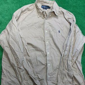ralph lauren Beige Long Sleeve Button Up XL Vintage